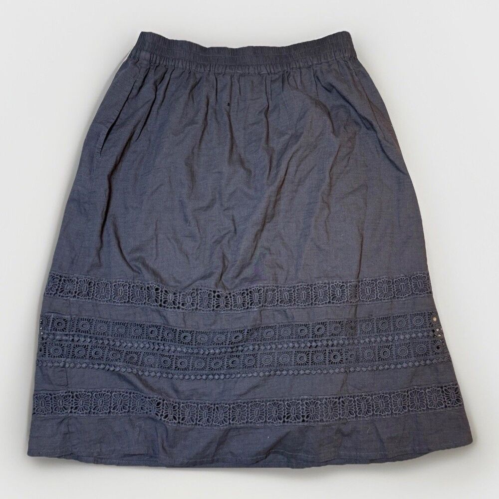 Fat Face Gray A-Line‎ Eylit Embroidered Skirt Women's Size 4